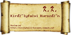 Királyfalvi Kurszán névjegykártya